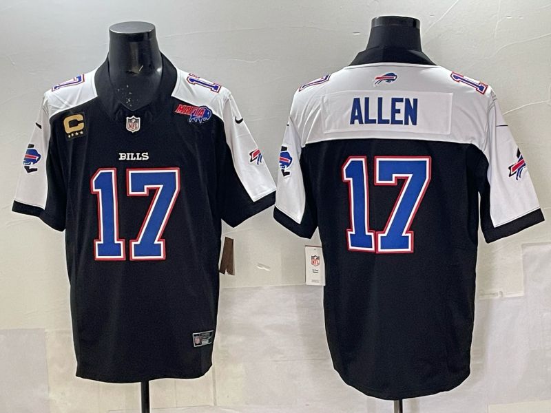 Men Buffalo Bills 17 Josh Allen Nike Black 2025 Limited NFL Jersey 02